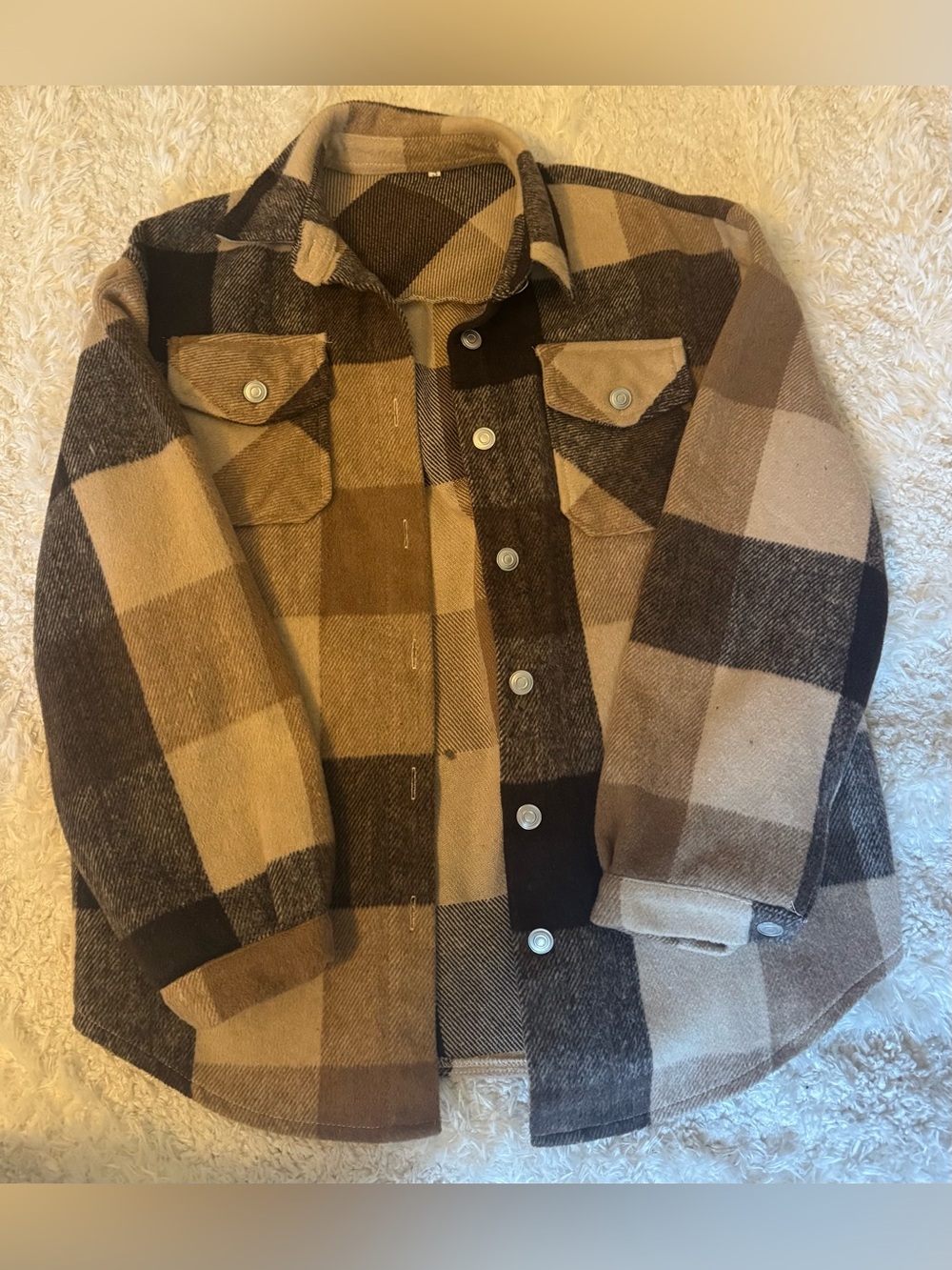 Women’s Plaid Sherpa-Lined Jacket - Brown/Tan